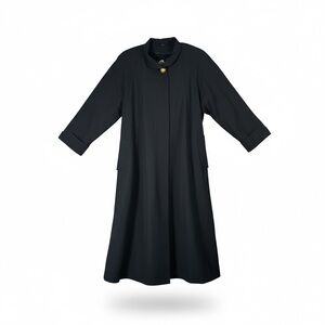 Leslie Fay Vintage Trench Coat Black Removable Fleece Liner Size 16